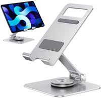 pjp electronics Tablet Stand, Aluminum Adjustable Swivel Desktop Holder with 360 Degree Rotating Base, Foldable Cradle Compatible with iPad/iPad Pro/Air/Mini, iPhone, Galaxy Tab, Switch, Phones