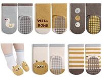 Exemaba Baby Socks with Grips for Girls Boys 5 Pairs Cute Animal Cartoon Toddler Kids Anti-Slip Socks