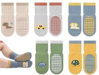 Exemaba Baby Socks with Grips for Girls Boys 5 Pairs Cute Animal Cartoon Toddler Kids Anti-Slip Socks
