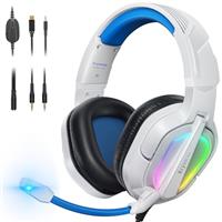 Krysenix PG2 Gaming Headset for PS4, PS5, PC, Xbox One, Switch, Wired Gamer Headphones with AI Stereo Microphone Sound, Ergonomic Design Over Ear Computer Headset with 3.5mm Jack & LED Light Black