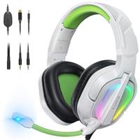 Krysenix PG2 Gaming Headset for PS4, PS5, PC, Xbox One, Switch, Wired Gamer Headphones with AI Stereo Microphone Sound, Ergonomic Design Over Ear Computer Headset with 3.5mm Jack & LED Light Black