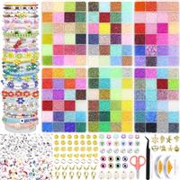 Milai 144 Colors Seed Beads for Bracelet Making Kit, 64800pcs 2mm Glass Seed Beads for Jewellery Making with 0.5mm Elastic String, Friendship Bracelet Making Kit with Letter Beads for Crafts Gifts