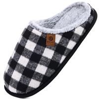 ONCAI Mens Slippers Memory Foam Slippers Slip On Warm Fluffy House Indoor/Outdoor Shoes With Anti-skid Sole