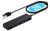 Aceele USB 3.2 Gen 2 Hub with on/off Switches, 10Gbps Data Transfer Extension Splitter with 4 USB-A and C Ports Compatible with MacBook, iMac, Flash Drive, Hard Drive, XPS, PC, Laptop (120cm)