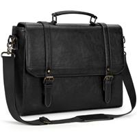 IGOLUMON Messenger Bag Waterproof Leather Laptop Bag 15.6 Inch Briefcase for Men Vintage Satchel Bag Shoulder Notebook Work Bag Brown