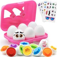 MOONTOY Matching Eggs for Toddlers, 6 PCS Color & Shape Sort