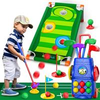 Toddler Golf Set Toys for Kids, Upgrade Golf Suitcase Game Play Set with 4 Colorful Golf Sticks 6 Balls 2 Practice Holes and a Putting Mat Indoor & Outdoor Toys for Toddlers Boys Girls