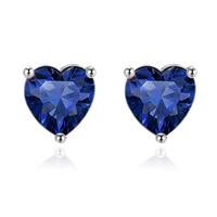 Zolkamery Silver Studs Earrings for Women, 925 Sterling Silver Birthstone Stud Earrings with Zirconia, Hypoallergenic Small Heart Studs Halo Earrings, 6mm Tiny Cartilage Sleeper Earrings for Birthday