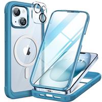 Miracase Magnetic Case for iPhone 14/15/16/16e Series Glass Case Compatible with MagSafe, Built-in Glass Screen Protector A002