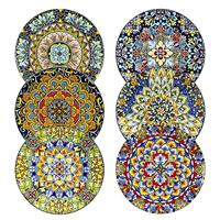 vancasso SIMI Dessert Plates Set of 6, 8.5 Inch Porcelain Salad Plates, Small Dinner Plate Set, Microwave, Oven and Dishwasher Safe, Colorful Bohemian Style Dishes for Kitchen