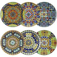 vancasso SIMI Dessert Plates Set of 6, 8.5 Inch Porcelain Salad Plates, Small Dinner Plate Set, Microwave, Oven and Dishwasher Safe, Colorful Bohemian Style Dishes for Kitchen