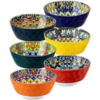 vancasso SIMI Pasta Bowls, 32 oz Ceramic Salad Bowls Set of 6, Large Corlorful Serving Bowls for Kitchen, Dishwasher & Microwave Safe Soup Bowls Set, Pasta Plates