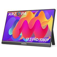 ARZOPA 17.3 Inch Big Portable Monitor, 19201080 FHD HDR IPS Kickstand Monitor for Laptop, HDMI USB C External Second Screen for PC/Mac/PS3/4/5/Xbox (A1M