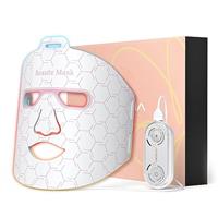 IBORRIA LED Face Mask, Near Infrared Red Blue Yellow Light Therapy, Flexible Silicone, Red Light Therapy Mask for Home Face Masks Skincare, Remote Control, Adjustable Straps (Sleek White)