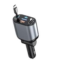 Retractable Car Charger for 4 in 1 Fast Charging Max 80W Dual Type-C Cables and USB-C/USB-A for iPhone 15/14/13/12Pro Max Plus,iPad,AirPods,Galaxy with Real QC 3.0&PD 3.0 Car Charger Retractable Cord