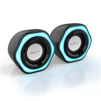 HEANTTV Computer Speaker, PC Speakers for Desktop Monitors, 2.0 Stereo Volume Control with LED Light, USB Powered & 3.5 mm jack, Perfect Multimedia Speakers for Monitors