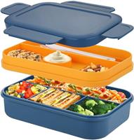Sinnsally Bento Box Lunch Boxes,2000ml Bento Lunch Box for Adults Kids,Stackable Japanese Lunchbox with 8 Compartments,Leak Proof Meal Prep Container Box with Cutlery Set,Microwave Dishwasher Safe