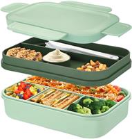 Sinnsally Bento Box Lunch Boxes,2000ml Bento Lunch Box for Adults Kids,Stackable Japanese Lunchbox with 8 Compartments,Leak Proof Meal Prep Container Box with Cutlery Set,Microwave Dishwasher Safe
