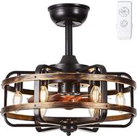 IZOWE Ceiling Fans with Lights and Remote, Industrial Fan Light Ceiling Reversible Bladeless Ceiling Fans with Lamps