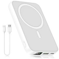 Wireless Power Bank 10000mAh, PD20W+QC22.5W Magnetic Power Bank Compatible with MagSafe for iPhone 12/13/14/15, USB-C Portable Powerbank Fast Charging Compact & Lightweight Design, White