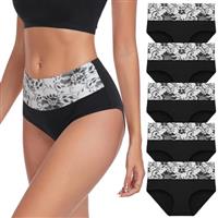 Lapulas Womens Underwear Cotton Knickers High Waisted Stretchy Soft Ladies Full Briefs Women Multipack Pants 5 Pack
