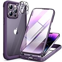 Miracase Magnetic Case for iPhone 14/15/16/16e Series Glass Case Compatible with MagSafe, Built-in Glass Screen Protector A002