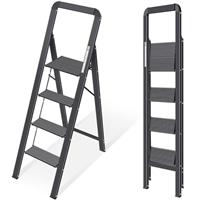 KINGRACK Step Ladder with Handle, Aluminum Lightweight Folding Step Stool, Wide Platform, Step Ladder for Your Kitchen, Pantry, Closets, or Home Office, Indoor