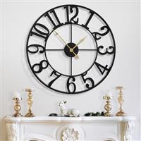 HAITANG Vintage Large Wall Clock Round Metal Silent Non-ticking Battery Operated Clocks for Living Room,Bedroom,Kitchen Decor
