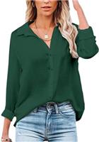 VIGVAN Womens Blouse Casual Long Sleeve Shirt Tops V Neck Button Down Shirts Basic Loose Tunic T Shirts