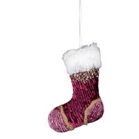 Pink Burgundy Mini Santa Stocking 15cm - Christmas Tree Hang