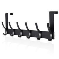 AUXHCYL Over Door Hooks, Stainless Hanger Coat Hook for Towel, Clothes, Bag, Robe, Storage Space Saving for Bathroom, Bedroom, Wardrobe (Black)