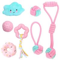 7Pcs Small Dog & Puppy Toys Set - Natural Cotton Rope, Squeaky Plush, Teething Toys for Small to Medium Dogs