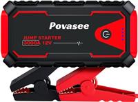 Povasee Jump Starter Power Pack, 3000A Car Battery Booster Jump Starter for 12V Vehicle (Up to 10L Gas/8L Diesel), Car Jump Starter Power Bank with LED, 2 Quick Charge Output, Jump Pack with Jump Lead