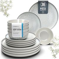 Ibiza Dinnerware Set for 6 Persons - 24-Piece Stoneware Dining Set - Dishwasher and Microwave Safe - Plates and Dishes for Dining Service - Pure Living in Light Blue