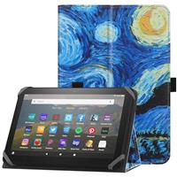 HoYiXi Universal Case for 7-8 inch Tablet Fire HD 8 2020/2022 & Fire HD 8 Plus 2020/2022 with Stand Folio and Hand Strap Protective Cover for 7"-8" Samsung Lenovo Android Tablet - Black