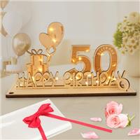 Seutgjie Money Gifts Birthday Wooden Sign Guest Book with LED Fairy Lights Bow Tie and Gift Paper for Years Man Woman for Wedding Anniversary Table Decoration