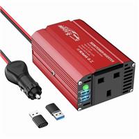 BGFOX Car Power Inverter DC 12V to 240V / 230V AC Modified Sine Wave Voltage Converter with Dual USB Ports and UK Socket for Charge Your Laptop, iPhone, iPad, Tablet, Aluminium Case