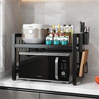 Wivico Extendable Microwave Oven Rack 2 Tier Microwave Shelf Stand 16.5in-25.2in*14.2in*18.1in Adjustable Kitchen Counter Organizer Shelves Microwave Stand Countertop Pot Pan Grill Storage Racks