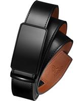 JUKMO Mens 35mm Leather Ratchet Belt with Original Slide Buckle in Gift Box