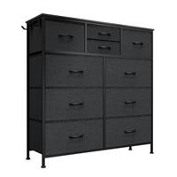 MYHMCT Chest of Drawers, 10-Drawer Fabric Dresser with Wood Top & Metal Frame, Sturdy Storage Organizer for Bedroom, Kids Room, Living Room, Closet - Easy Assembly (Rustic Brown)