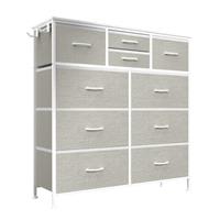 MYHMCT Chest of Drawers, 10-Drawer Fabric Dresser with Wood Top & Metal Frame, Sturdy Storage Organizer for Bedroom, Kids Room, Living Room, Closet - Easy Assembly (Rustic Brown)