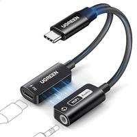 UGREEN USB C to 3.5mm Jack and Charger Adapter Magnetic PD 60W Hi-Res 32Bit/384kHz 2-IN-1 Type C Aux Headphone Splitter Compatible with iPhone 16 Pro Max/16e/15 Galaxy S25 Ultra S24 A56 M3 iPad Air 11