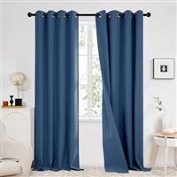 Deconovo Total Blackout Curtains Eyelet Faux Linen Curtains