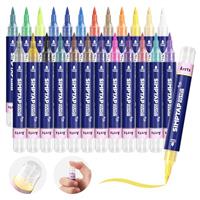 Arrtx Top Valve Action Acrylic Marker Pen, 24/36/48 Colors Simptap Acrylic Paint Pens, Extra Brush Tip, Water Based Paint Markers for Stone