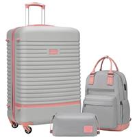 COOLIFE Suitcase Trolley Carry On Hand Cabin Luggage Hard Shell Travel Bag Lightweight with TSA Lock,The Suitcase Included 1pcs Travel Backpack and 1pcs Toiletry Bag