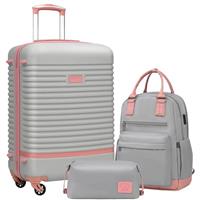 COOLIFE Suitcase Trolley Carry On Hand Cabin Luggage Hard Shell Travel Bag Lightweight with TSA Lock,The Suitcase Included 1pcs Travel Backpack and 1pcs Toiletry Bag