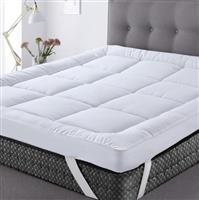 Mattress Topper 4" (10CM) Thick Quilted Extra Padded Anti Allergy Microfibre Mattress Enhancer Deep Filled Breathable Ultra Soft Hotel Quality Mattress Protector