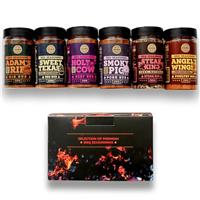 Selection of Premium BBQ Seasonings - Classic, Gourmet & Festive BBQ Rubs - Flavourful Blends of Spices for Beef, Pork, Poultry, Veggie BBQ Dishes - Gift For Foodie | Large Jars | Pack of 6
