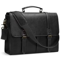 RAINSMORE Messenger Bag for Men Laptop Bag 15.6 inch PU Leather Briefcase Satchel Bag Shoulder Bag Waterproof for Work Office Business College Brown