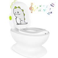 Hibtn Toddler Potty Training Seat, Training Toilet for Kids with Flush Sound, Dinosaurs Urinal Pot, Toilet Potty Seat for Boys & Girls with Splash Guard